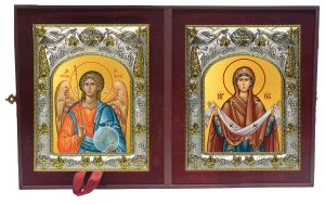 Складень Ангел Хранитель и Покров, икона Божией Матери