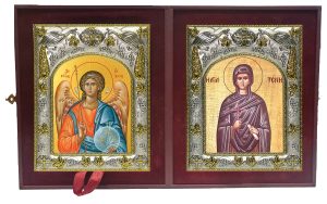 Складень Ангел Хранитель и Ксения Миласская ,преподобная