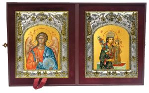 Складень Ангел Хранитель и Неувядаемый цвет, икона Божией Матери
