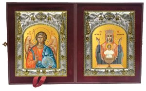 Складень Ангел Хранитель и Неупиваемая чаша, икона Божией Матери