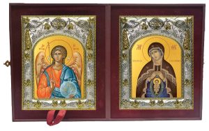 Складень Ангел Хранитель и В родах Помощница, икона Божией Матери
