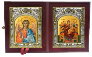 Складень Ангел Хранитель и Всецарица, икона Божией Матери
