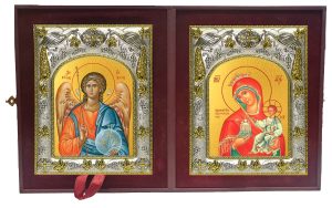 Складень Ангел Хранитель и Тучная гора, икона Божией Матери