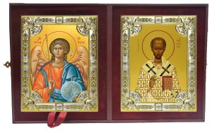Складень Ангел Хранитель и Иоанн (Иван) Златоуст, архиепископ Константинопольский, святитель