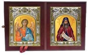 Складень Ангел Хранитель и Силуан Афонский преподобный