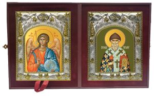 Складень Ангел Хранитель и Спиридон Тримифунтский святитель