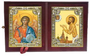 Складень Ангел Хранитель и Василий Блаженный, Московский чудотворец