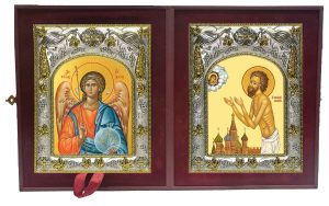 Складень Ангел Хранитель и Василий Блаженный, Московский чудотворец