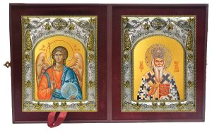 Складень Ангел Хранитель и Николай Сербский, святитель