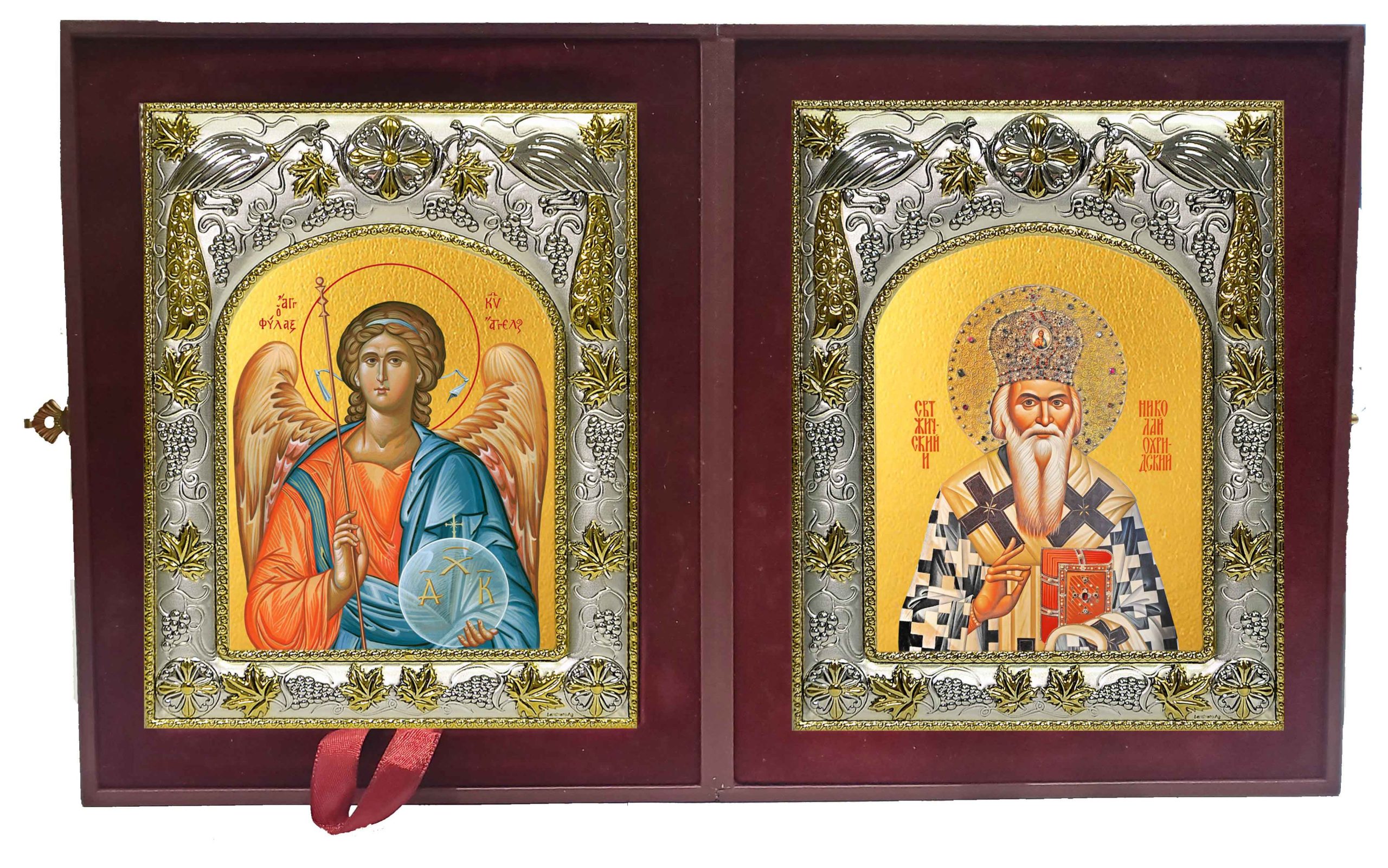Складень Ангел Хранитель и Николай Сербский, святитель