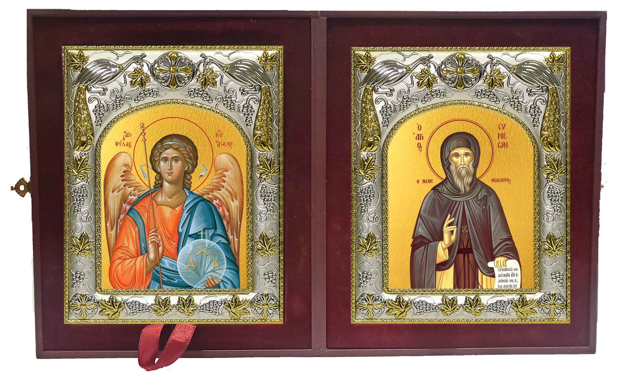 Складень Ангел Хранитель и Семён (Симеон) новый Богослов, преподобный