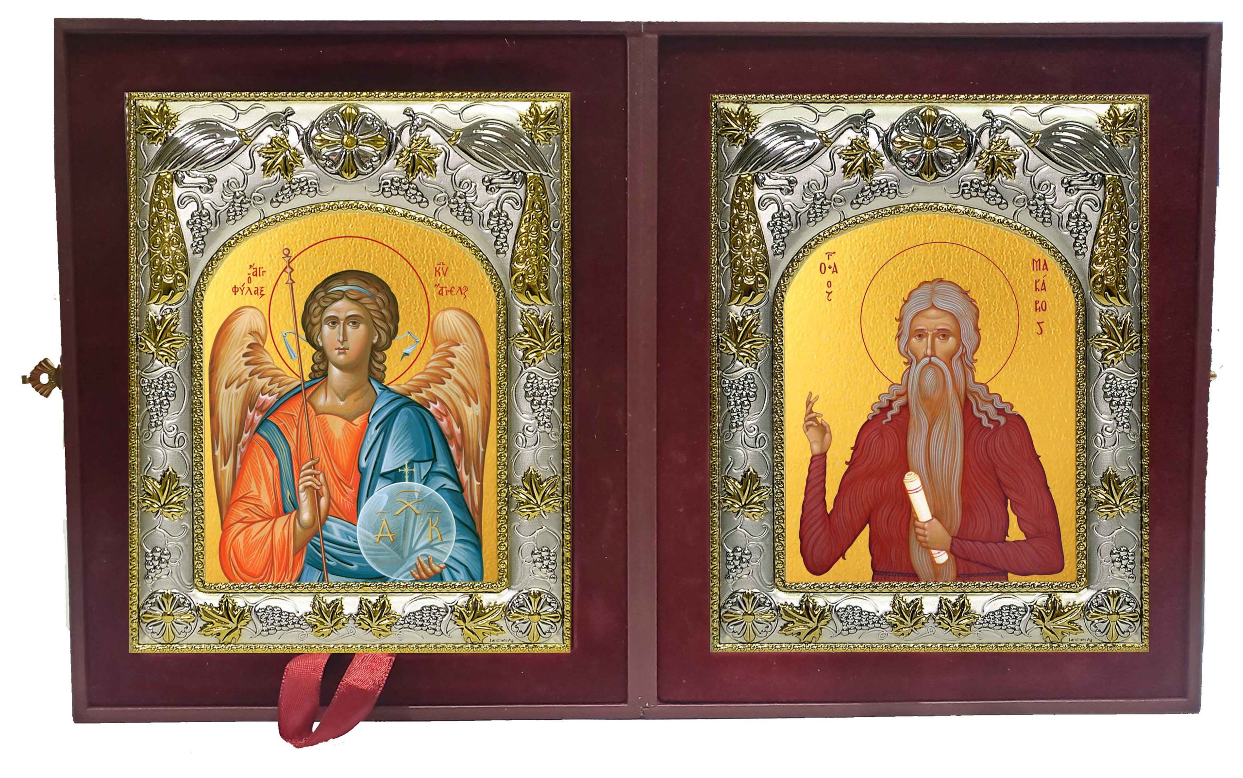 Складень Ангел Хранитель и Макарий (Макар) Великий, Египетский преподобный