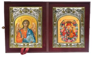 Складень Ангел Хранитель и Неувядаемый цвет, икона Божией Матери