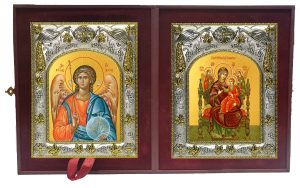 Складень Ангел Хранитель и Всецарица, икона Божией Матери