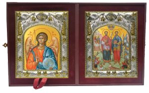 Складень Ангел Хранитель и Косьма и Дамиан мученики целители бессребреники