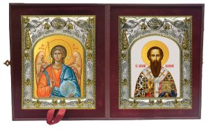 Складень Ангел Хранитель и Василий Великий святитель