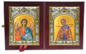 Складень Ангел Хранитель и Иларион Пеликитский преподобный, игумен