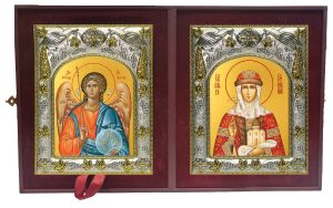 Складень Ангел Хранитель и Ольга равноапостольная великая княгиня