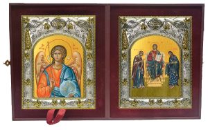 Складень Ангел Хранитель и Деисус, Спас на престоле