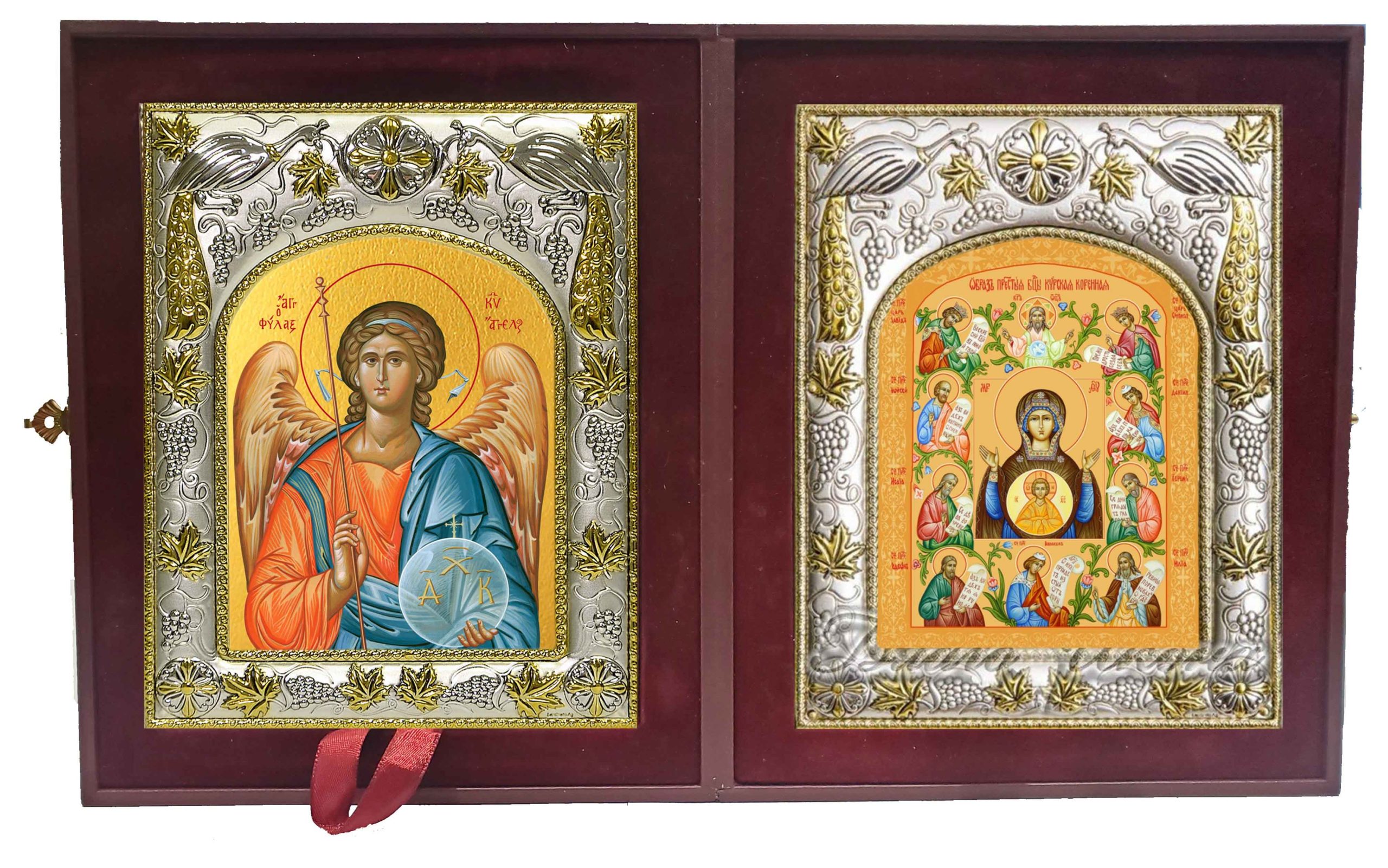 Складень Ангел Хранитель и Курско-Коренная икона Божией Матери (Знамение)
