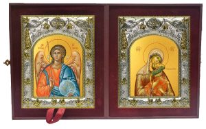 Складень Ангел Хранитель и Акидимская икона Божией Матери (Взыграние младенца)