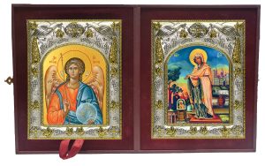 Складень Ангел Хранитель и Геронтисса, икона Божией Матери