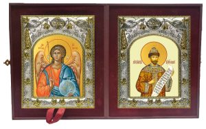 Складень Ангел Хранитель и Николай (Романов)II император, страстотерпец