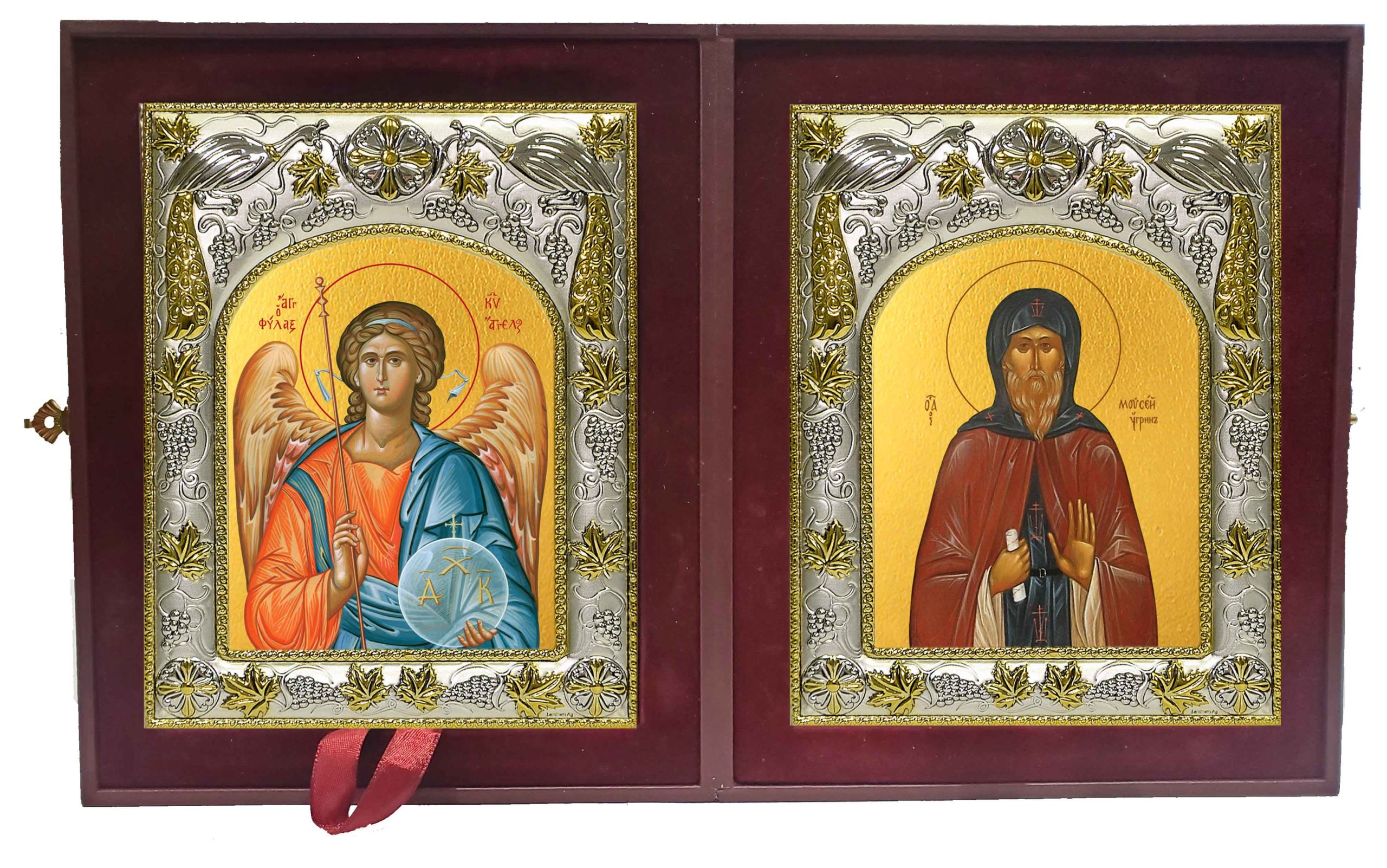 Складень Ангел Хранитель и Моисей Угрин (венгр) Печерский, преподобный