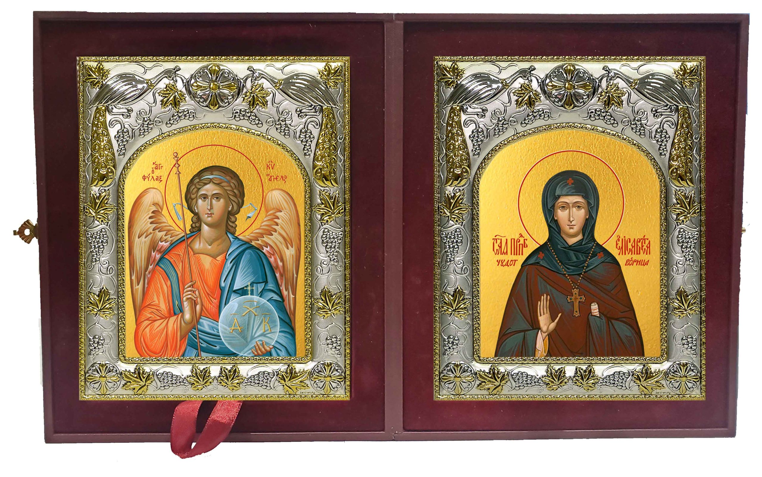 Складень Ангел Хранитель и Елизавета, Елисавета чудотворица, игумения Константинопольская преподобная