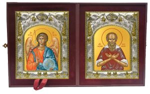 Складень Ангел Хранитель и Максим Тотемский, Христа ради юродивый, пресвитер, праведный