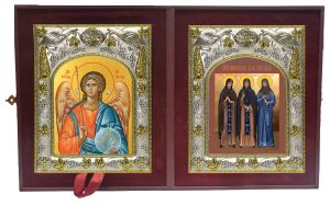 Складень Ангел Хранитель и Святые преподобные жены Дивеевские