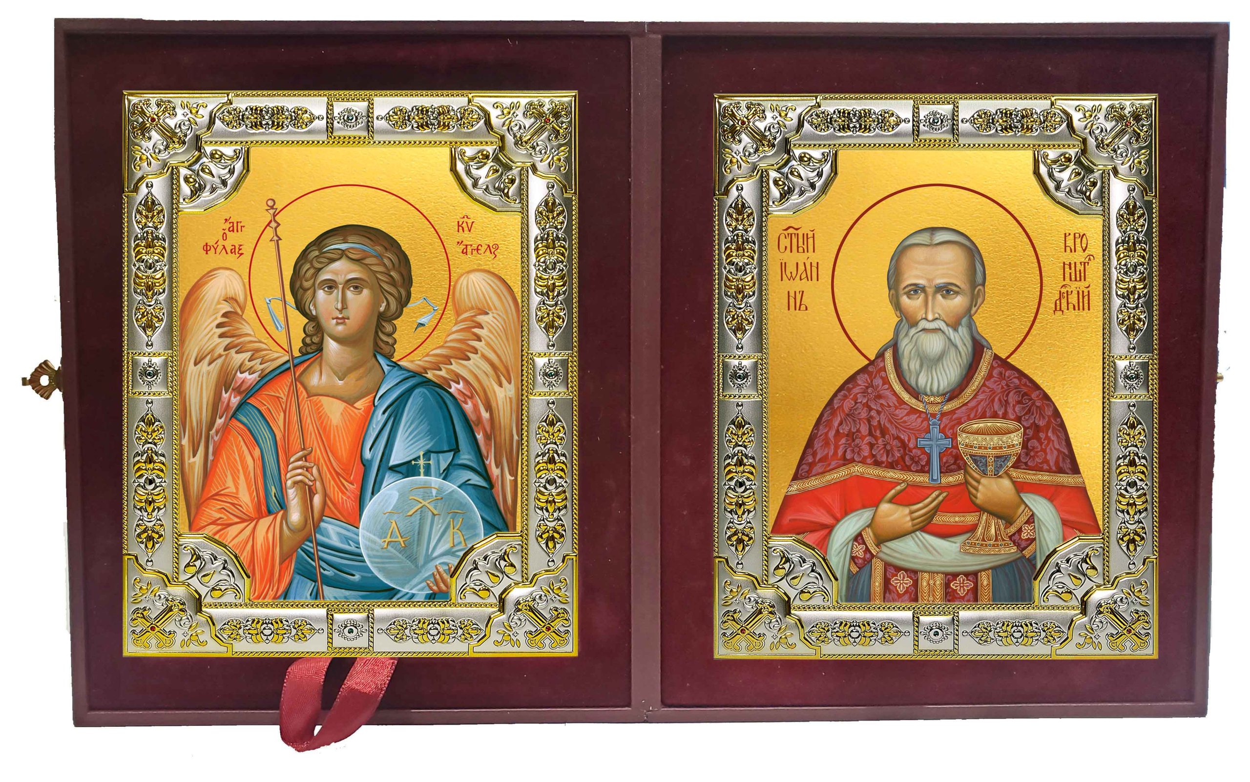 Складень Ангел Хранитель и Иоанн (Иван) Кронштадский праведный, чудотворец