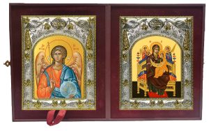 Складень Ангел Хранитель и Всецарица, икона Божией Матери