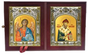 Складень Ангел Хранитель и Спиридон Тримифунтский святитель