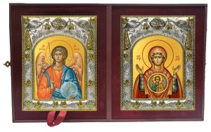 Складень Ангел Хранитель и Знамение, икона Божией Матери