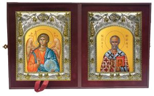 Складень Ангел Хранитель и Николай чудотворец, архиепископ Мир Ликийских, святитель