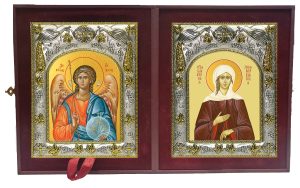 Складень Ангел Хранитель и Ксения Петербургская (Петербуржская) блаженная