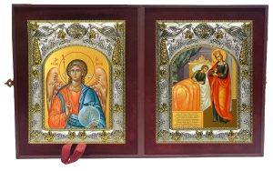 Складень Ангел Хранитель и Целительница, икона Божией Матери