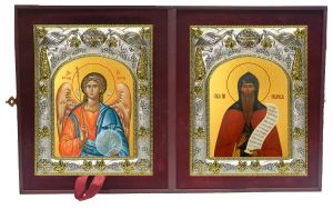 Складень Ангел Хранитель и Никандр Псковский, пустынник