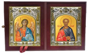 Складень Ангел Хранитель и Диомид Тарсянин Никейский, врач, мученик