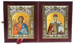 Складень Ангел Хранитель и Ольга равноапостольная великая княгиня