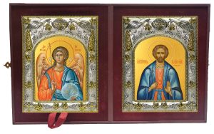 Складень Ангел Хранитель и Иоанн (Иван) Новый, Сочавский, великомученик