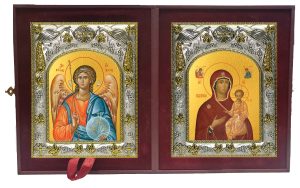 Складень Ангел Хранитель и Одигитрия, икона Божией Матери