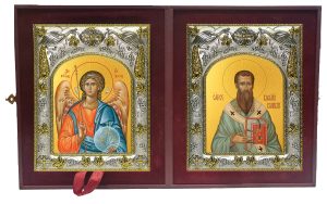 Складень Ангел Хранитель и Василий Великий святитель