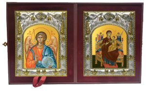 Складень Ангел Хранитель и Всецарица, икона Божией Матери