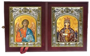 Складень Ангел Хранитель и Неупиваемая чаша, икона Божией Матери