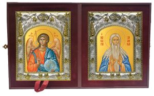 Складень Ангел Хранитель и Макарий (Макар) Великий, Египетский преподобный
