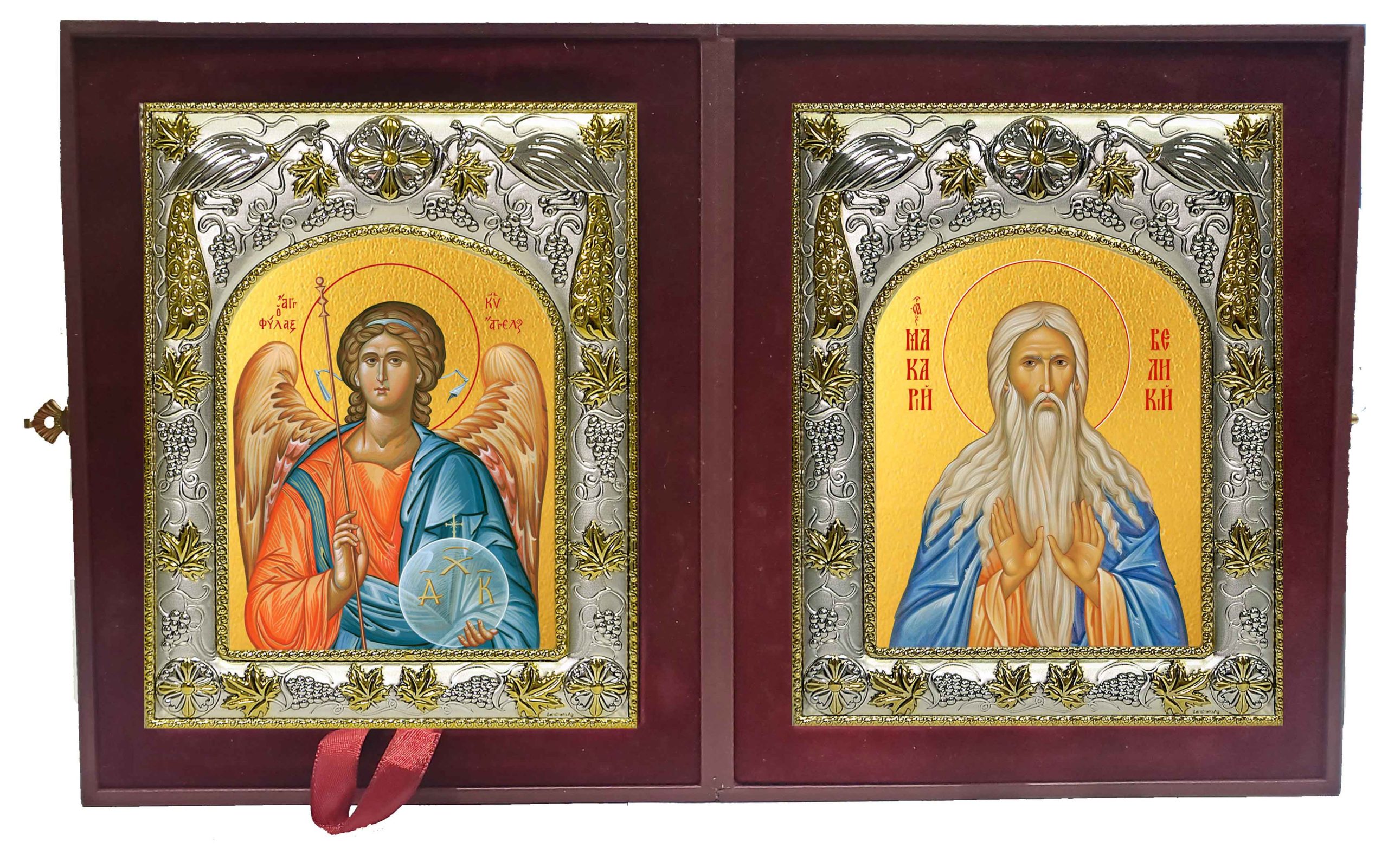 Складень Ангел Хранитель и Макарий (Макар) Великий, Египетский преподобный