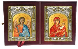 Складень Ангел Хранитель и Дарование молитвы, икона Божией Матери