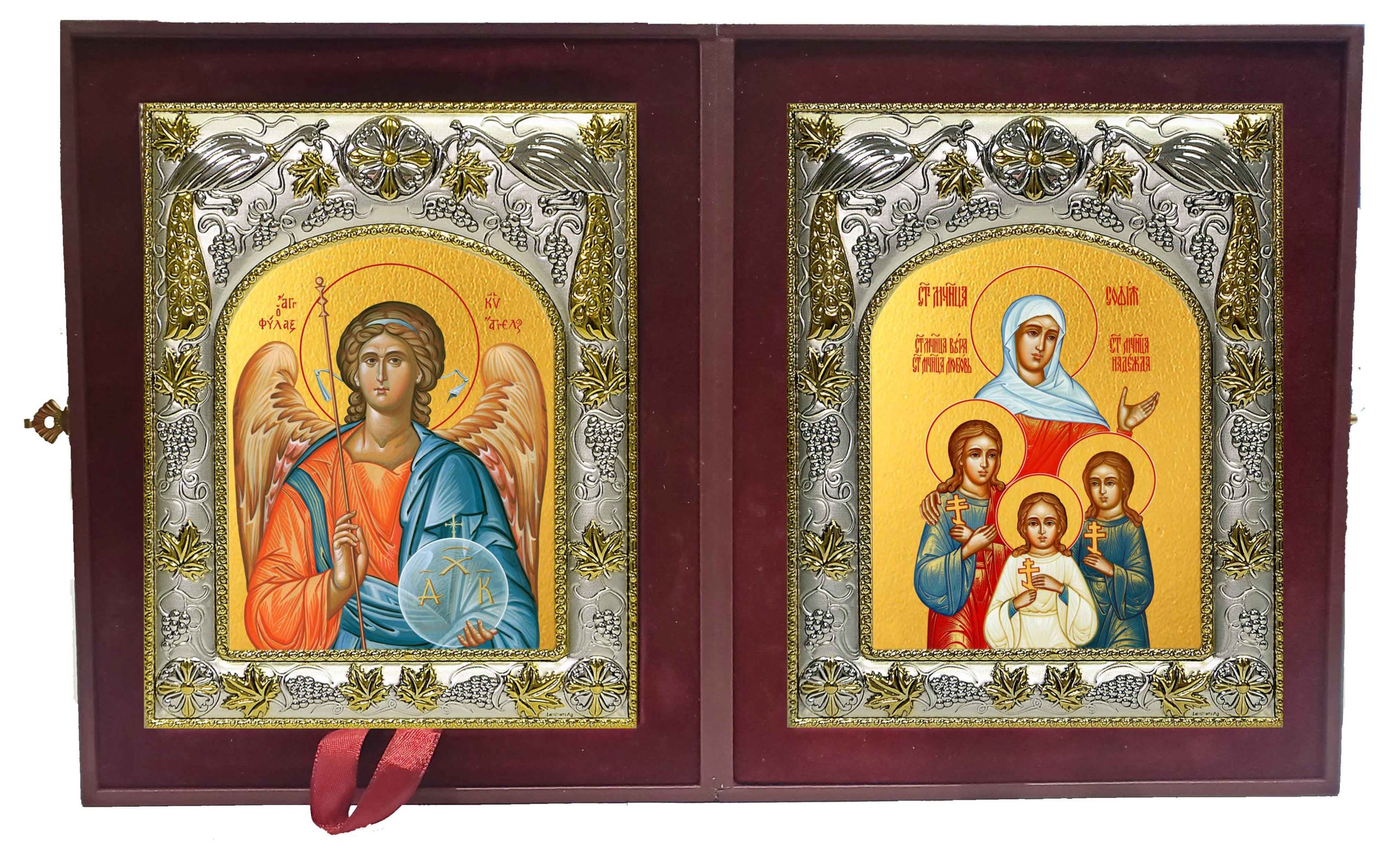 Складень Ангел Хранитель и Вера, Надежда, Любовь и их матерь София мученицы